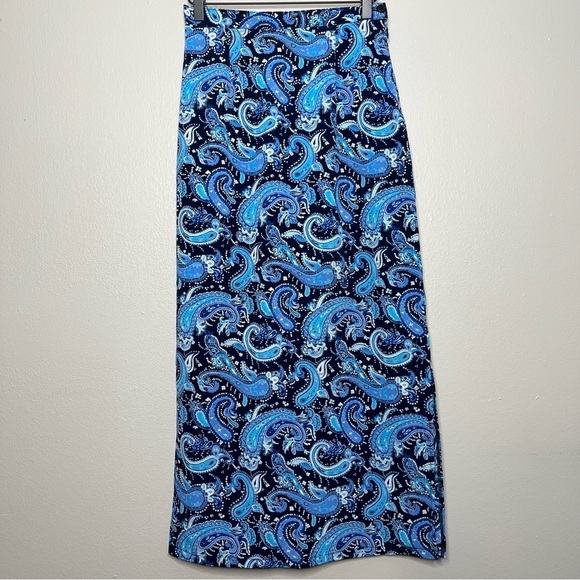 Briggs‎ Y2K Skirt Small Paisley Blue Art to Wear Side Splits Bohemian Summer - Picture 1 of 8